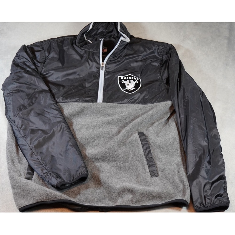 Las Vegas Raiders NFL 1/4 Zip Long Sleeve Pullover Sweatshirt Large Black Gray
